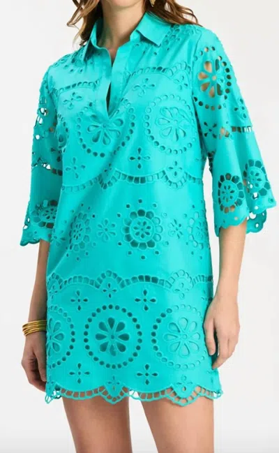Tyler Boe Penny Eyelet Tunic Dress In Ceramic In Blue