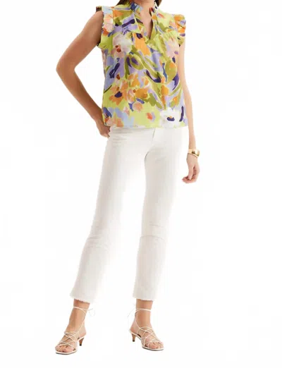Tyler Boe Piper Chartreuse Floral Top In Multi In Yellow