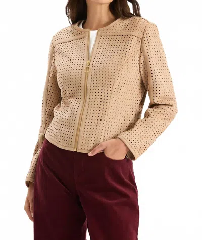 Tyler Boe Piper Punched Suede Jacket In Golden Wheat In Yellow