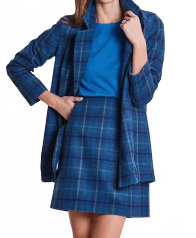Tyler Boe Plaid Coat Jacket In Sapphire Blue