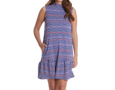 Tyler Boe Poppy Jacquard Dress In Chevron In Blue