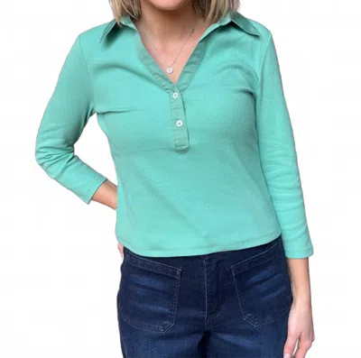 Tyler Boe Poppy Ribbed Polo In Creme D Menthe In Blue
