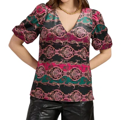 Tyler Boe Puffed Sleeve Top In Multi