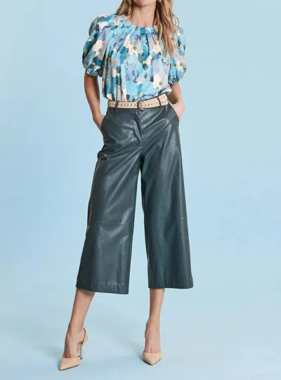 Tyler Boe Rebecca Pleather Crop Pant In Brunswich In Blue