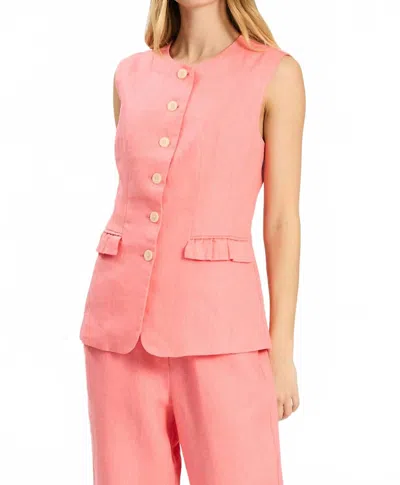 Tyler Boe Reid Linen Vest In Shell Pink In Multi