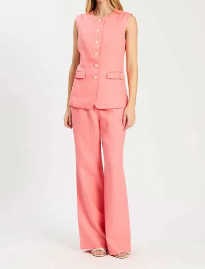 Tyler Boe Reid Linen Vest Top In Coral In Pink