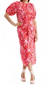 Tyler Boe Josephine Etched Primrose Wrap Skirt In Red In Multi
