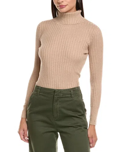 Tyler Boe Rib Cashmere-blend Turtleneck Top In Brown