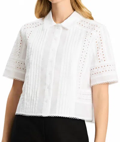 Tyler Boe Sabrina Pleated Eyelet Shirt In White