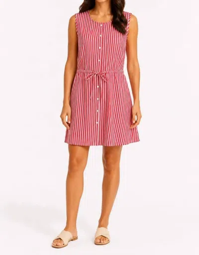 Tyler Boe Sadie Button Down Dress In Salsa And White Stripe In Red