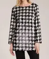 Tyler Boe Sandra Sequin Houndstooth Tunic Top In Black Houndstooth In Multi