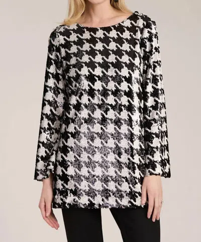 Tyler Boe Sandra Sequin Tunic Top In Black Houndstooth In Multi