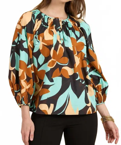 Tyler Boe Sarah Cotton Butterscotch Floral Top In Multi