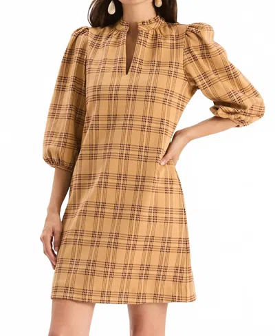 Tyler Boe Sherri Knit Dress In Golden Tawny Wheat Plaid In Multi