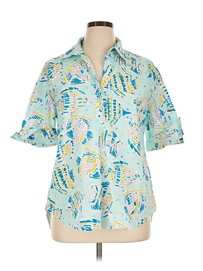 Pre-owned Tyler Boe Short Sleeve Blouse In Blue