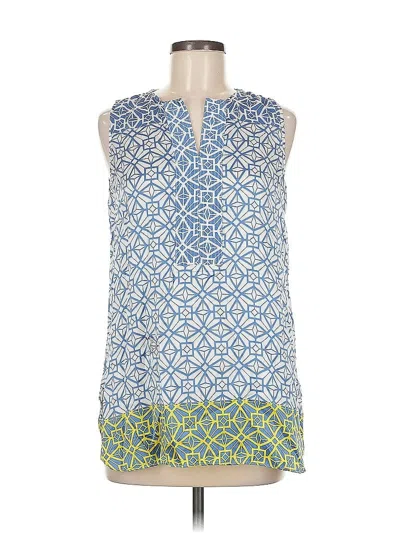 Pre-owned Tyler Boe Sleeveless Silk Top Blue Keyhole Neckline Tops