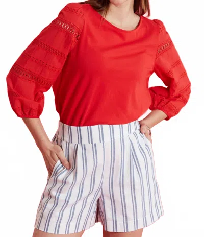 Tyler Boe Stevie Ack Striped Short In Sunwashed Blue In White