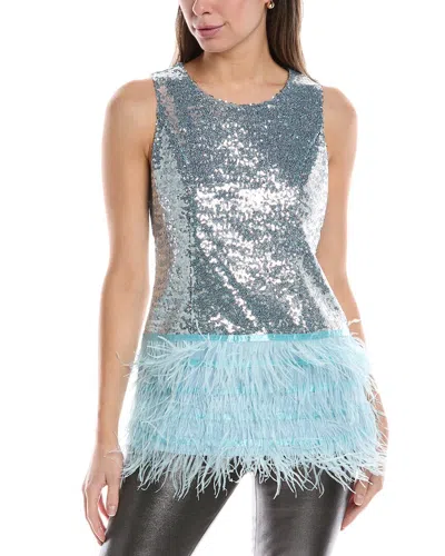 Tyler Boe Bella Feathered Sequin Top In Blue