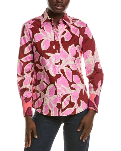 Tyler Boe Chloe Leaves Print Shirt In Multi In Pink