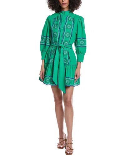 Tyler Boe Christy Embroidered Skimmer Mini Dress In Green