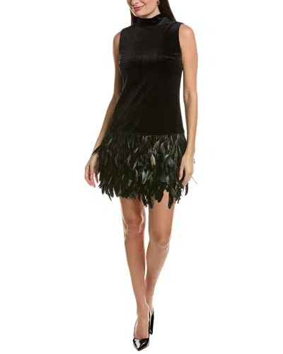Tyler Boe Colette Feather Trim Velvet Dress In Black