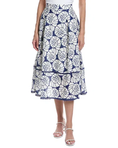Tyler Boe Tyler Böe Elise Linen-blend Midi Skirt In Blue