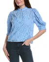 Tyler Boe Ellen Eyelet Top In Blue