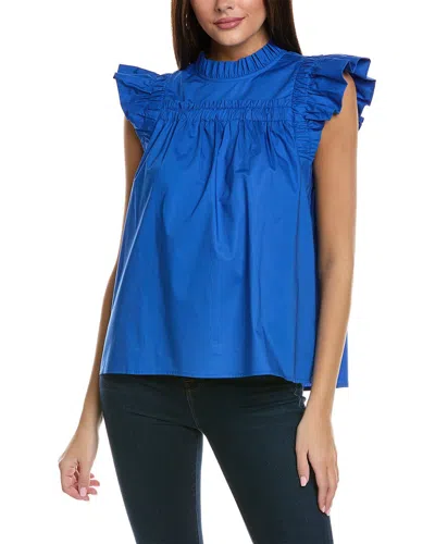 Tyler Boe Eloise Cotton Flutter Sleeve Top In Bluebell