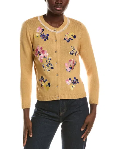 Tyler Boe Tyler Böe Flora Embroidered Wool-blend Cardigan In Yellow