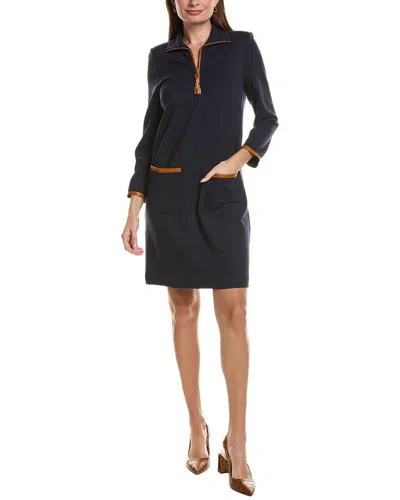 Tyler Boe Helena Ponte Trimmed Dress In Mid Navy In Multi