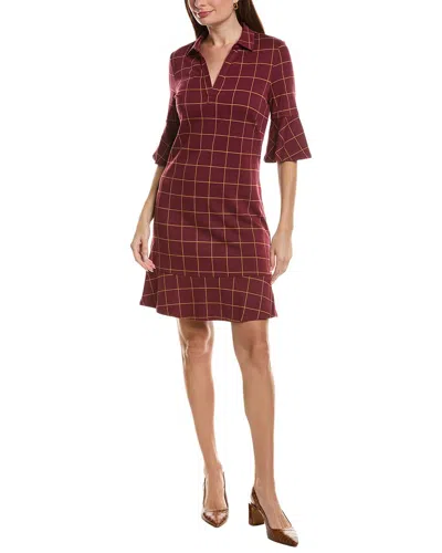 Tyler Boe Johnny Knit Dress In Cabernet Golden Windowpane In Burgundy
