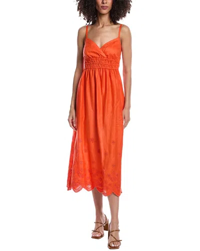 Tyler Boe Tyler Böe Maria Linen Midi Dress In Orange