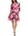 Tyler Boe Val Silk Dress In Watercolor Floral In Pink