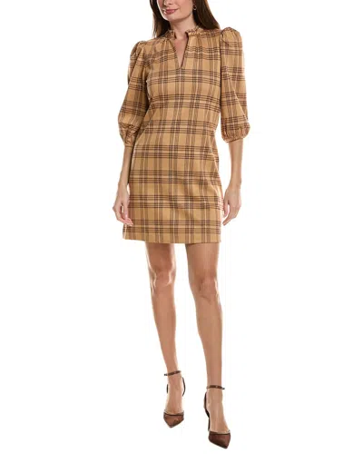 Tyler Boe Sherri Knit Dress In Golden Tawny Wheat Plaid In Multi