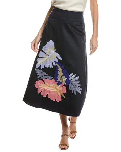 Tyler Boe Valentina Appliqué Skirt In Mid Navy In Black