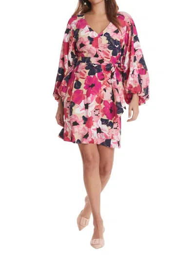 Tyler Boe Val Silk Dress In Watercolor Floral In Pink