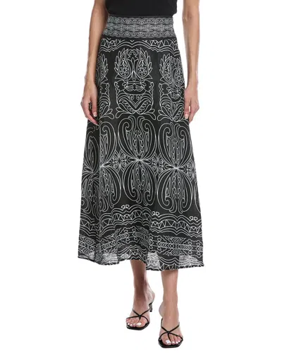 Tyler Boe Valentina Ember Linen Midi Skirt In Black