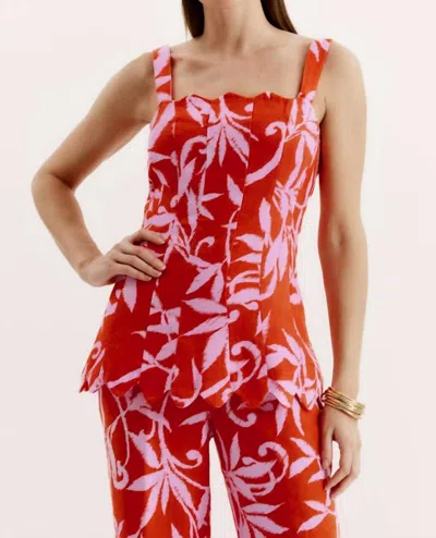 Tyler Boe Vanessa Linen Top In Multi In Red