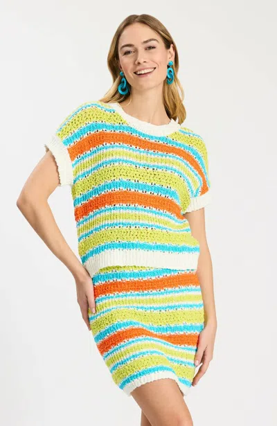 Tyler Boe Vero Cap Sleeve Stripe Sweater In Knit Stripes In Multi