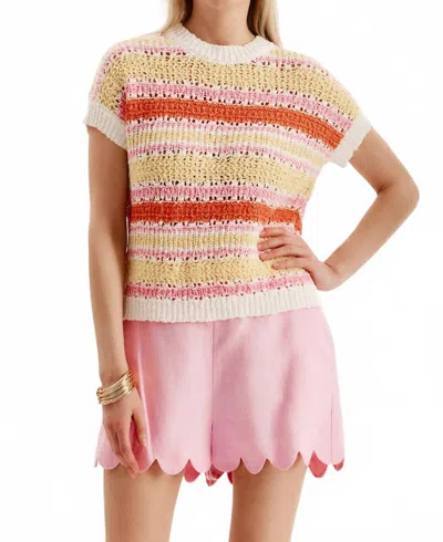 Tyler Boe Vero Crochet Sweater In Multi Stripes