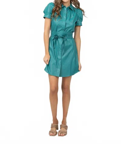 Tyler Boe Veronica Pleather Dress In Deep Lake In Blue