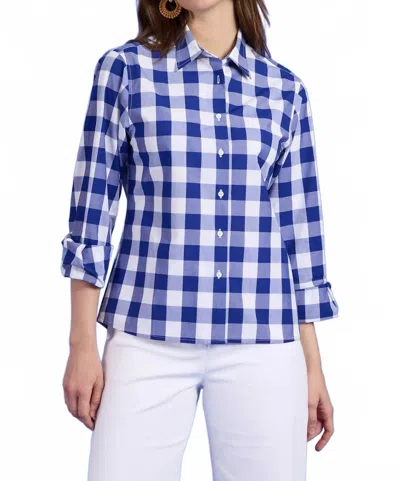 Tyler Boe Wells Cotton Check Shirt In Sapphire In Blue