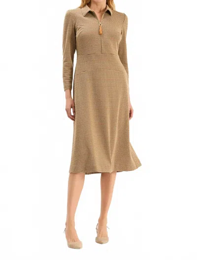 Tyler Boe Women's Ella Knit Houdstooth Dress In Light Brown