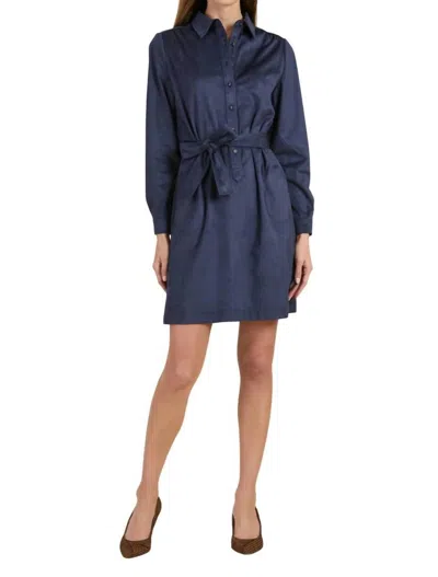 Tyler Boe Ziva Faux Suede Shirtdress In Navy In Blue