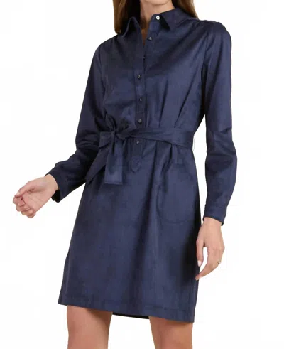 Tyler Boe Ziva Faux Suede Shirtdress In Navy In Blue