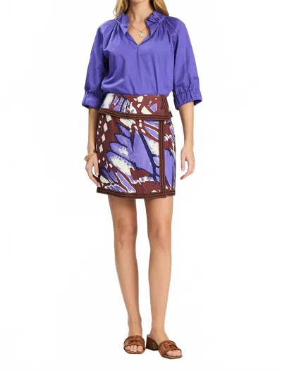 Tyler Boe Zoey Linen Wrap Skirt In Multi In Purple