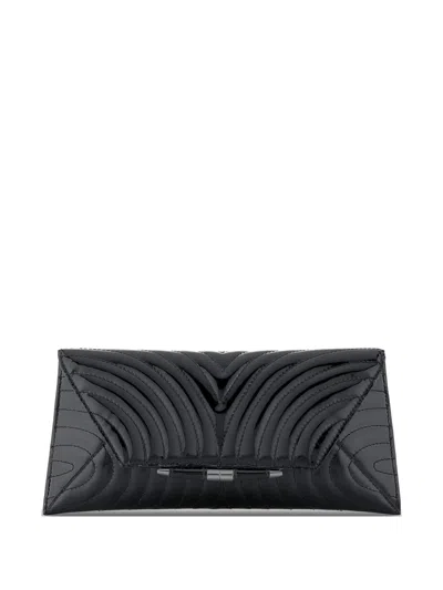 Tyler Ellis Aimee Quilted Patent-leather Clutch Bag In Black