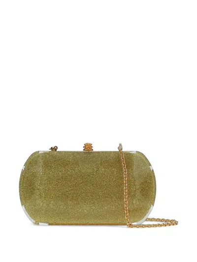 Tyler Ellis Giulia Glitter Clutch Bag In Green