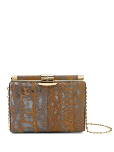 Tyler Ellis Jamie Ostrich-leg Clutch Bag In Brown