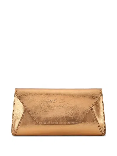 Tyler Ellis Large Eloise Metallic-leather Clutch Bag In Purple